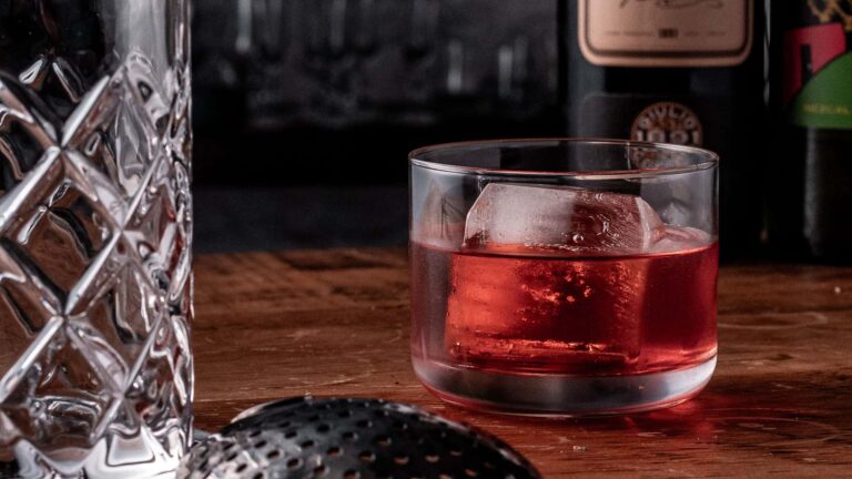 Night shift, a negroni riff with cacao and mezcal